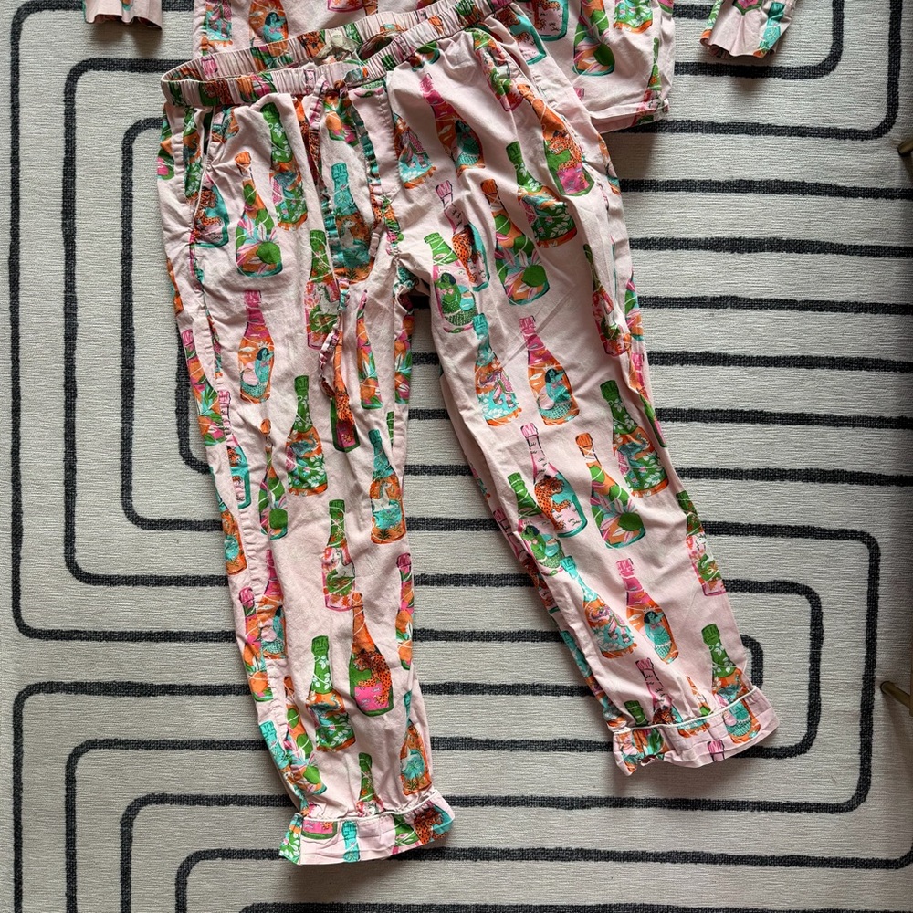 Printfresh Pop the Bubbly Long Cotton Pajama Set Size Medium - Picture 9 of 12
